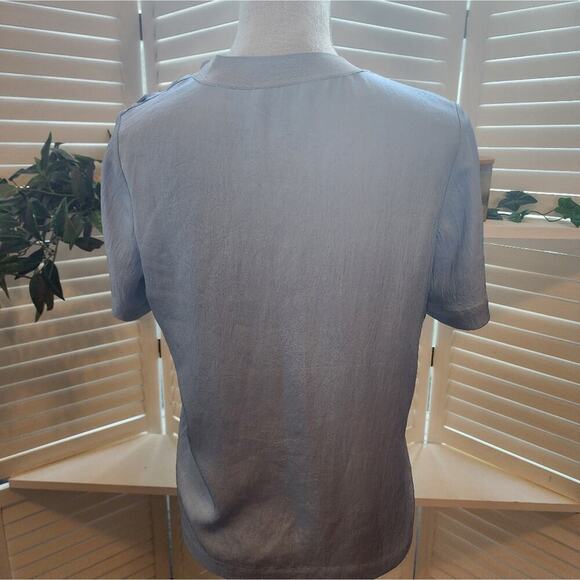 RAG & BONE BLUE AIDEN SHORT SLEEVE BLOUSE SIZE SMALL - Picture 4 of 8